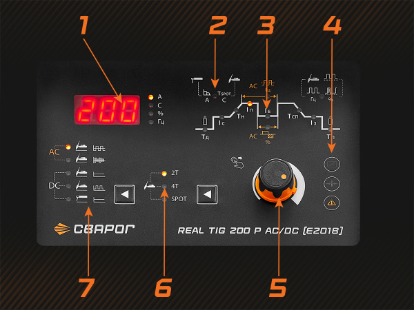 Сварочный аргоно-дуговой аппарат СВАРОГ REAL TIG 200 P AC/DC BLACK E201B